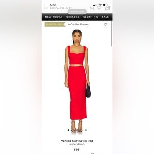Superdown Veneda Skirt Set in Red - M